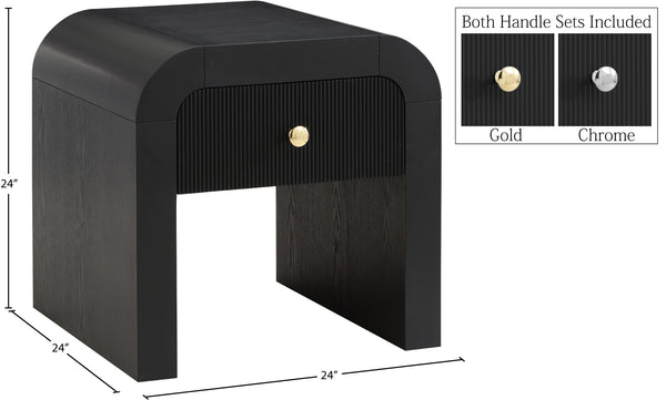 Artisto Ash Veneer / Engineered Wood / Metal Contemporary Black End Table - 24" W x 24" D x 24" H