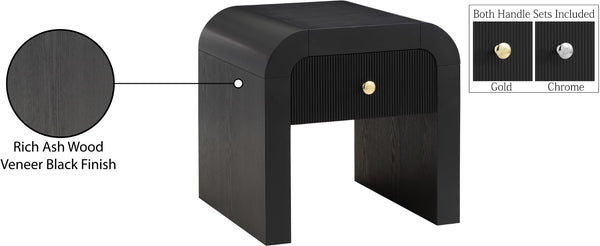 Artisto Ash Veneer / Engineered Wood / Metal Contemporary Black End Table - 24" W x 24" D x 24" H