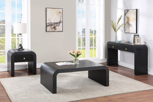 Artisto Ash Veneer / Engineered Wood / Metal Contemporary Black End Table - 24" W x 24" D x 24" H
