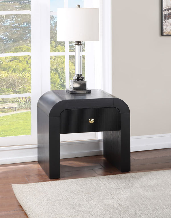 Artisto Ash Veneer / Engineered Wood / Metal Contemporary Black End Table - 24" W x 24" D x 24" H