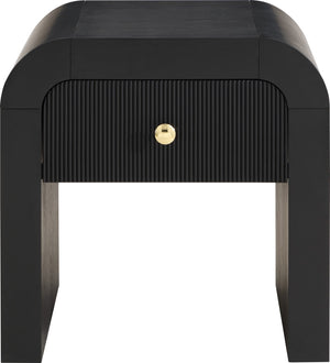 Artisto Ash Veneer / Engineered Wood / Metal Contemporary Black End Table - 24" W x 24" D x 24" H