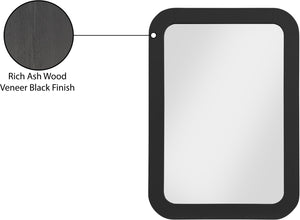Artisto Ash Veneer / Engineered Wood Contemporary Black Mirror - 42" W x 30" D x 2" H
