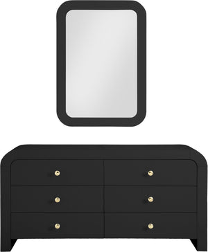 Artisto Ash Veneer / Engineered Wood Contemporary Black Mirror - 42" W x 30" D x 2" H