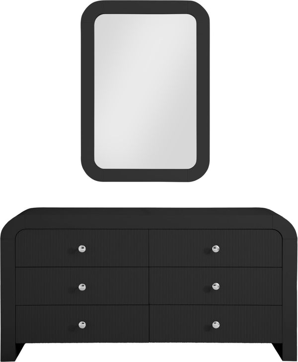 Artisto Ash Veneer / Engineered Wood Contemporary Black Mirror - 42" W x 30" D x 2" H