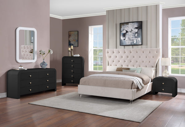 Artisto Ash Veneer / Engineered Wood Contemporary Black Mirror - 42" W x 30" D x 2" H