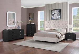 Artisto Ash Veneer / Engineered Wood Contemporary Black Mirror - 42" W x 30" D x 2" H