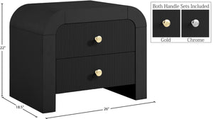 Artisto Ash Veneer / Engineered Wood / Metal Contemporary Black Night Stand - 26" W x 18.5" D x 22" H