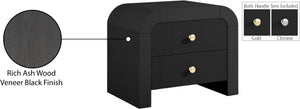 Artisto Ash Veneer / Engineered Wood / Metal Contemporary Black Night Stand - 26" W x 18.5" D x 22" H