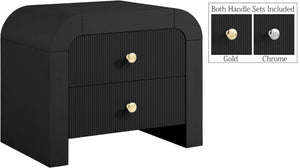 Artisto Ash Veneer / Engineered Wood / Metal Contemporary Black Night Stand - 26" W x 18.5" D x 22" H