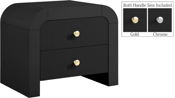 Artisto Ash Veneer / Engineered Wood / Metal Contemporary Black Night Stand - 26" W x 18.5" D x 22" H