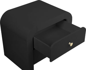 Artisto Ash Veneer / Engineered Wood / Metal Contemporary Black Night Stand - 26" W x 18.5" D x 22" H