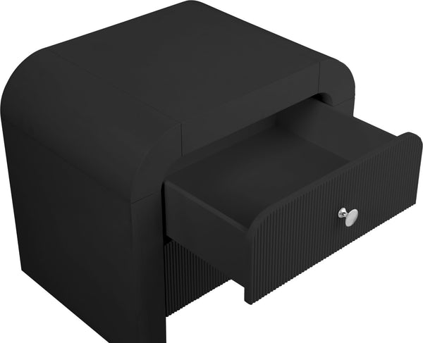 Artisto Ash Veneer / Engineered Wood / Metal Contemporary Black Night Stand - 26" W x 18.5" D x 22" H