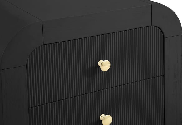 Artisto Ash Veneer / Engineered Wood / Metal Contemporary Black Night Stand - 26" W x 18.5" D x 22" H