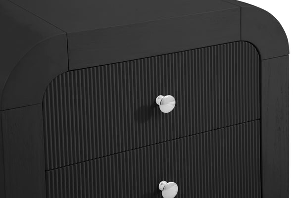 Artisto Ash Veneer / Engineered Wood / Metal Contemporary Black Night Stand - 26" W x 18.5" D x 22" H