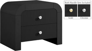 Artisto Ash Veneer / Engineered Wood / Metal Contemporary Black Night Stand - 26" W x 18.5" D x 22" H