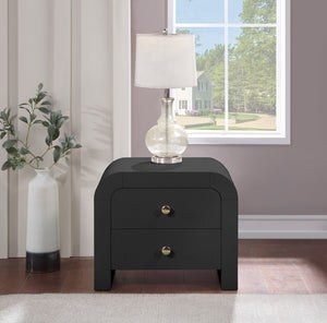 Artisto Ash Veneer / Engineered Wood / Metal Contemporary Black Night Stand - 26" W x 18.5" D x 22" H