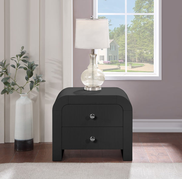 Artisto Ash Veneer / Engineered Wood / Metal Contemporary Black Night Stand - 26" W x 18.5" D x 22" H