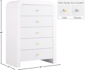 Artisto Ash Veneer / Engineered Wood / Metal Contemporary White Chest - 34" W x 19" D x 48" H