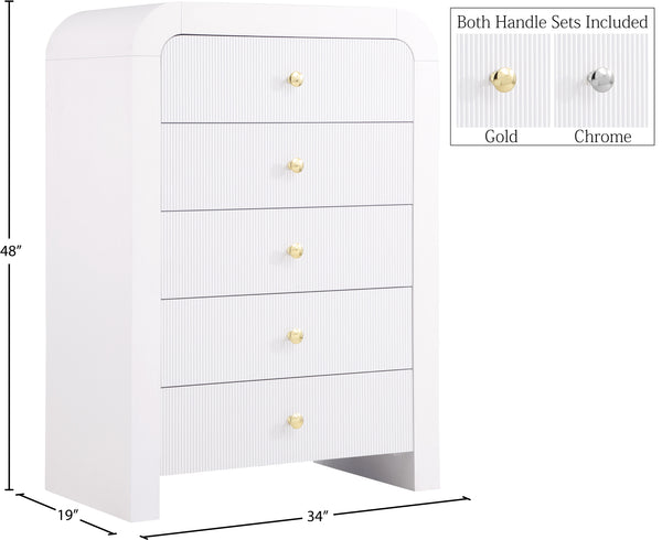 Artisto Ash Veneer / Engineered Wood / Metal Contemporary White Chest - 34" W x 19" D x 48" H