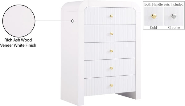 Artisto Ash Veneer / Engineered Wood / Metal Contemporary White Chest - 34" W x 19" D x 48" H