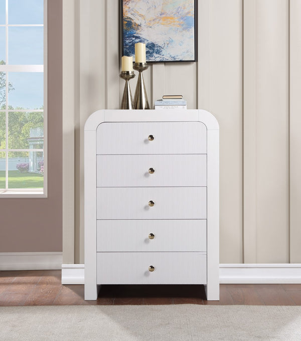 Artisto Ash Veneer / Engineered Wood / Metal Contemporary White Chest - 34" W x 19" D x 48" H