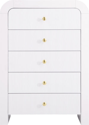 Artisto Ash Veneer / Engineered Wood / Metal Contemporary White Chest - 34" W x 19" D x 48" H