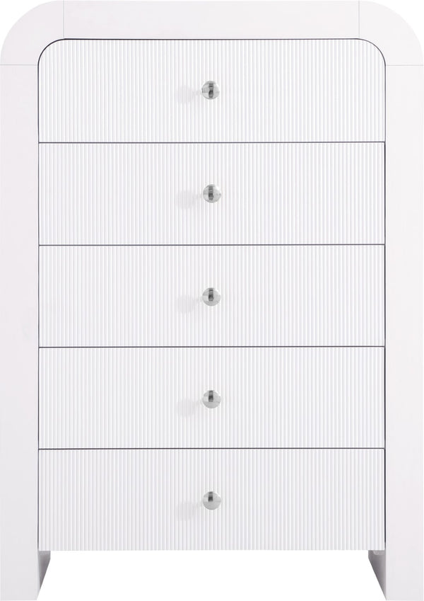 Artisto Ash Veneer / Engineered Wood / Metal Contemporary White Chest - 34" W x 19" D x 48" H