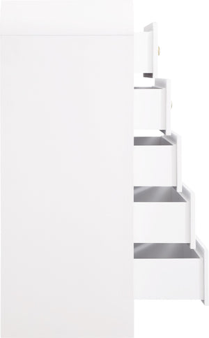 Artisto Ash Veneer / Engineered Wood / Metal Contemporary White Chest - 34" W x 19" D x 48" H