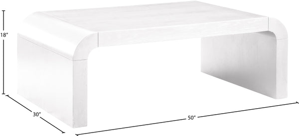 Artisto Ash Veneer / Engineered Wood Contemporary White Coffee Table - 50" W x 30" D x 18" H