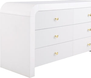 Artisto Ash Veneer / Engineered Wood / Metal Contemporary White Dresser - 62" W x 19" D x 31.5" H