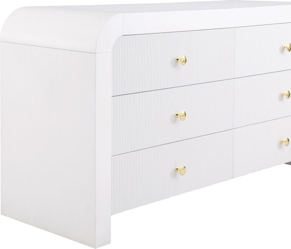 Artisto Ash Veneer / Engineered Wood / Metal Contemporary White Dresser - 62" W x 19" D x 31.5" H