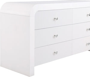 Artisto Ash Veneer / Engineered Wood / Metal Contemporary White Dresser - 62" W x 19" D x 31.5" H