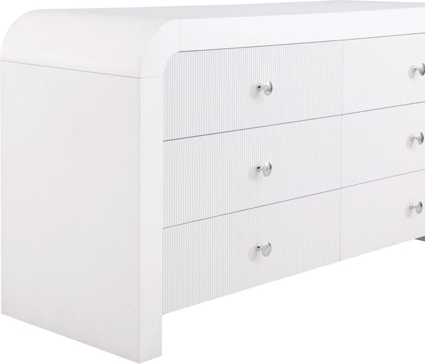 Artisto Ash Veneer / Engineered Wood / Metal Contemporary White Dresser - 62" W x 19" D x 31.5" H
