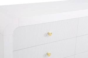 Artisto Ash Veneer / Engineered Wood / Metal Contemporary White Dresser - 62" W x 19" D x 31.5" H