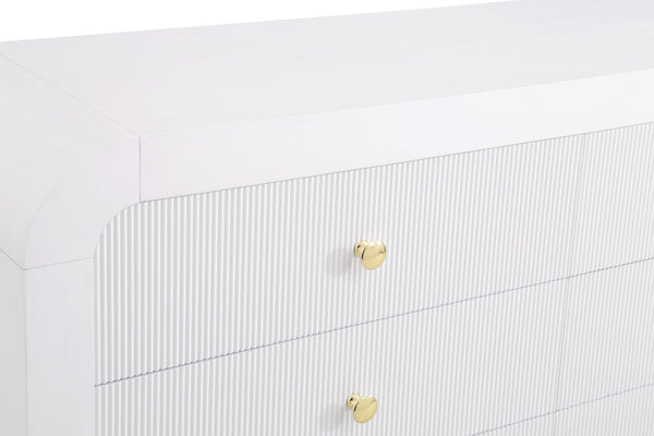 Artisto Ash Veneer / Engineered Wood / Metal Contemporary White Dresser - 62" W x 19" D x 31.5" H