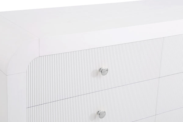 Artisto Ash Veneer / Engineered Wood / Metal Contemporary White Dresser - 62" W x 19" D x 31.5" H