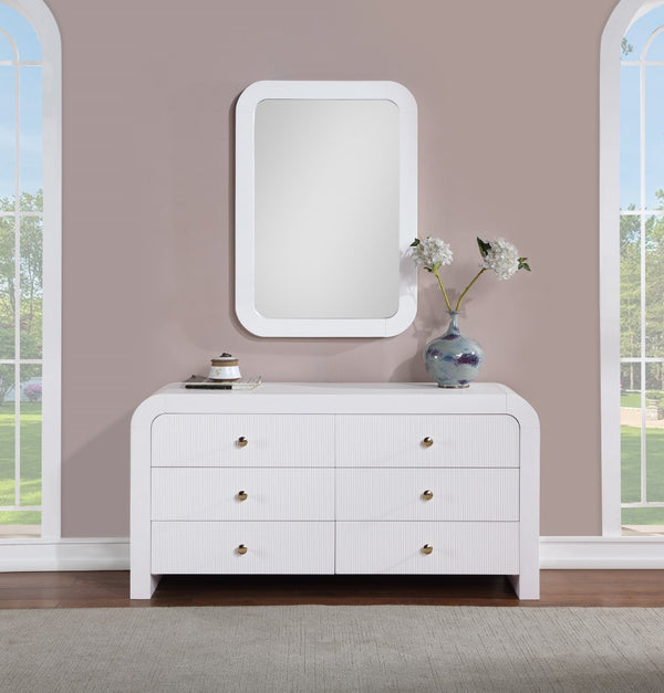 Artisto Ash Veneer / Engineered Wood / Metal Contemporary White Dresser - 62" W x 19" D x 31.5" H
