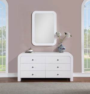 Artisto Ash Veneer / Engineered Wood / Metal Contemporary White Dresser - 62" W x 19" D x 31.5" H