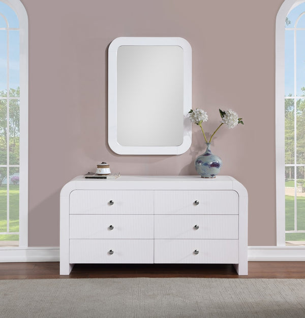 Artisto Ash Veneer / Engineered Wood / Metal Contemporary White Dresser - 62" W x 19" D x 31.5" H
