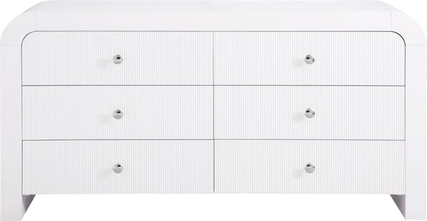 Artisto Ash Veneer / Engineered Wood / Metal Contemporary White Dresser - 62" W x 19" D x 31.5" H