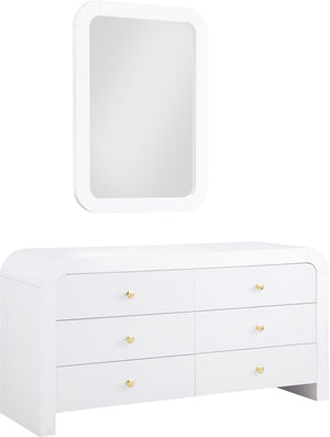 Artisto Ash Veneer / Engineered Wood / Metal Contemporary White Dresser - 62" W x 19" D x 31.5" H