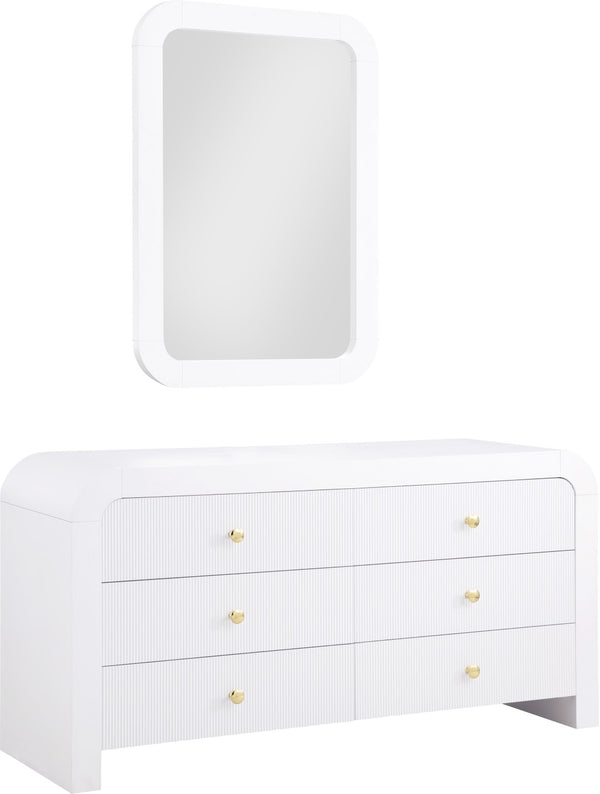Artisto Ash Veneer / Engineered Wood / Metal Contemporary White Dresser - 62" W x 19" D x 31.5" H