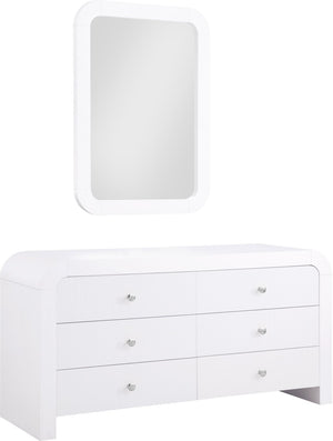 Artisto Ash Veneer / Engineered Wood / Metal Contemporary White Dresser - 62" W x 19" D x 31.5" H