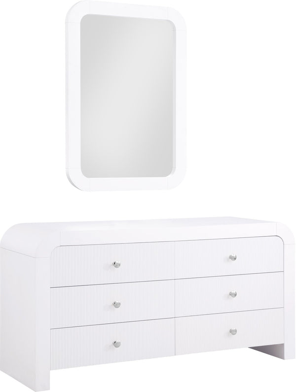 Artisto Ash Veneer / Engineered Wood / Metal Contemporary White Dresser - 62" W x 19" D x 31.5" H