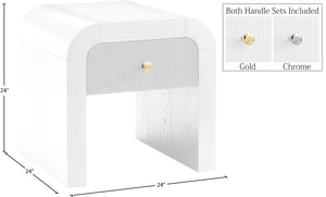 Artisto Ash Veneer / Engineered Wood / Metal Contemporary White End Table - 24" W x 24" D x 24" H