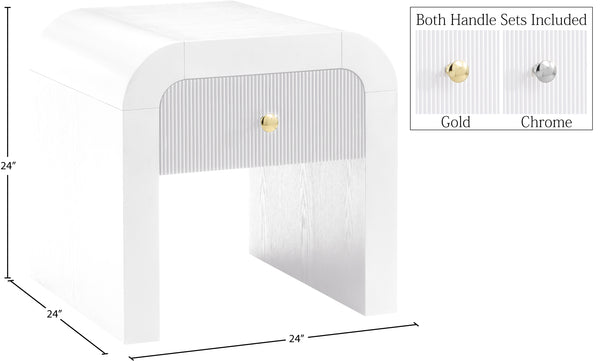 Artisto Ash Veneer / Engineered Wood / Metal Contemporary White End Table - 24" W x 24" D x 24" H