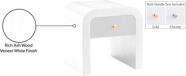 Artisto Ash Veneer / Engineered Wood / Metal Contemporary White End Table - 24" W x 24" D x 24" H