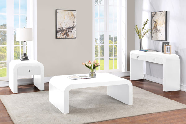 Artisto Ash Veneer / Engineered Wood / Metal Contemporary White End Table - 24" W x 24" D x 24" H