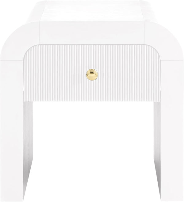 Artisto Ash Veneer / Engineered Wood / Metal Contemporary White End Table - 24" W x 24" D x 24" H