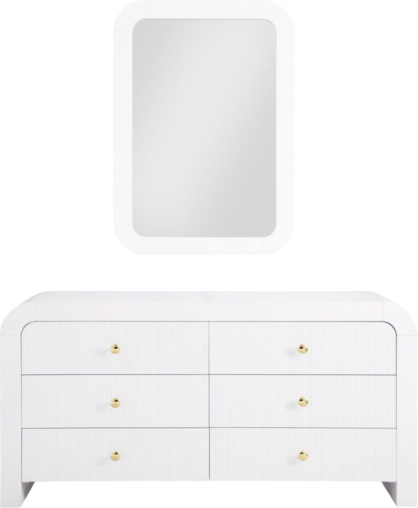 Artisto Ash Veneer / Engineered Wood Contemporary White Mirror - 42" W x 30" D x 2" H
